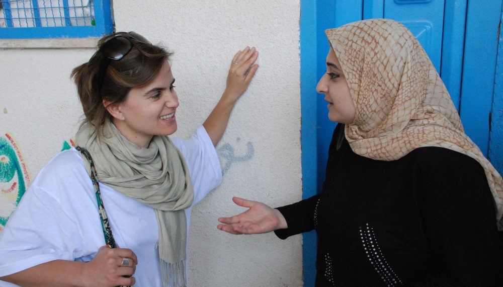 Jo Cox visiting Gaza, Palestine, 2006 Courtesy of The Jo Cox Foundation During her time working for Oxfam International Jo visited Gaza. She believed the international community should play a bigger role to protect civilians from armed conflict.